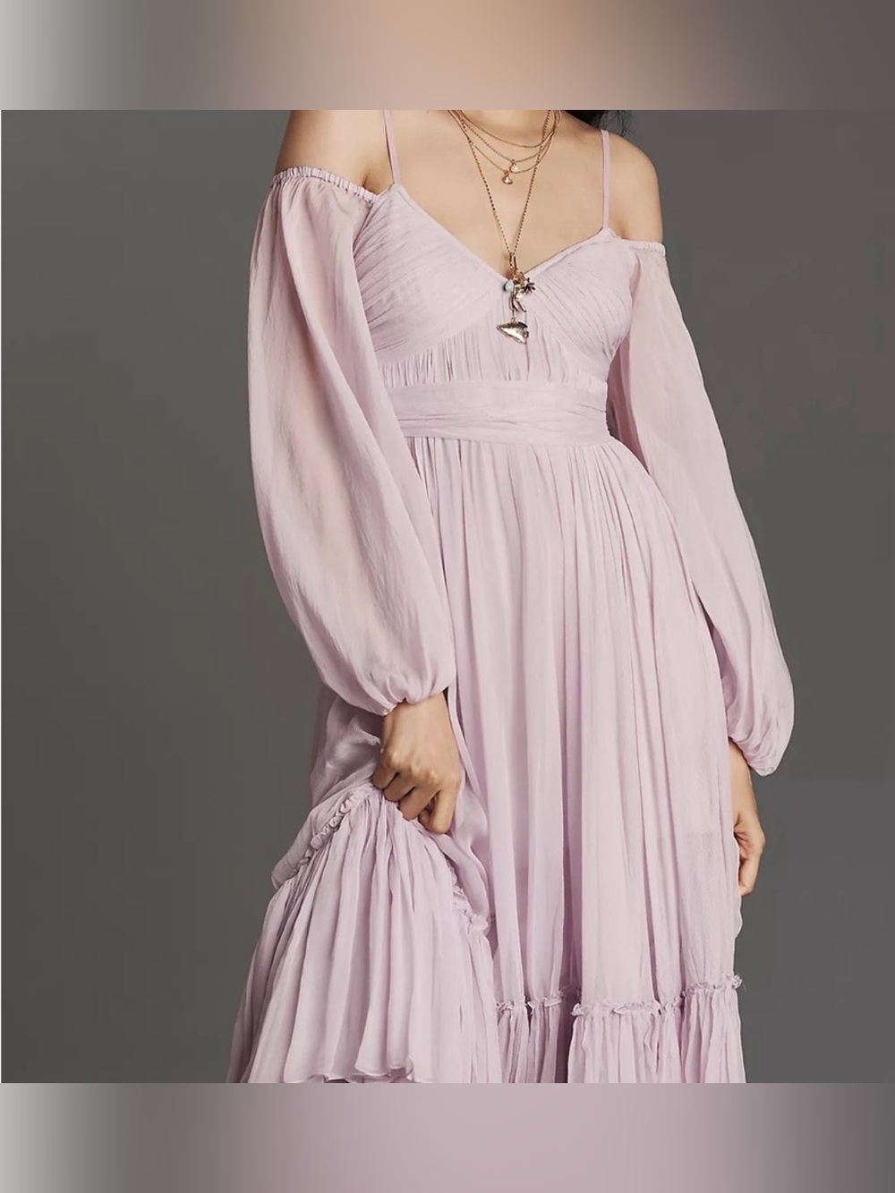 Anthropologie Geisha designs -Shoulder Spaghetti-Strap Midi Dress in Pale Lila